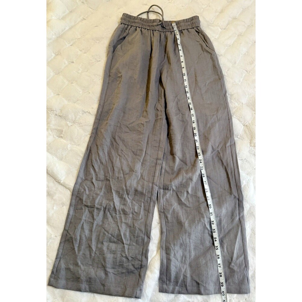 NWOT Halara Size Small High Waisted Drawstring Wide Leg Baggy Linen-Feel Pants